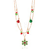 Christmas Alloy Enamel & Rhinestone & Glass Pendant Bib Necklaces FS-WGCF3BB-02-2