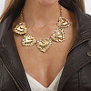 Alloy Textured Heart Bib Necklaces for Women WGBCDDA-01-3