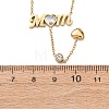 Mother's Day 304 Stainless Steel Crystal Rhinestone Word Mom Pendant Heart Tassel Y Necklaces for Women NJEW-L015-01G-4