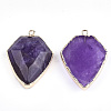 Electroplate Natural Amethyst Pendants G-S344-20B-2
