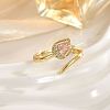 Brass Micro Pave Cubic Zirconia Cuff Open Rings FS-WG4357C-02-1
