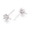 925 Sterling Silver & Clear Cubic Zirconia Stud Earring Findings STER-T008-71P-2