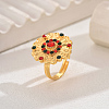 Elegant Vintage Abstract Flower Brass Fashion Adjustable Rings for Women GQ8424-3-1