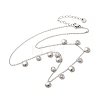 304 Stainless Steel Clear Cubic Zirconia Flat Round & Shell Shaped Bib Necklaces for Women NJEW-U031-08P-02-2