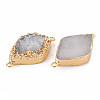 Natural Druzy Agate Connector Charms G-N326-117-3