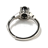 Oval Natural Dyed & Heated Black Agatee Adjustable Rings RJEW-Q818-01P-06A-4