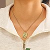 304 Stainless Steel Textured Rectangle Dog Tag Pendant Necklaces for Women WG854E8-02-2