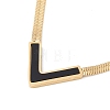 Synthetic Shell Initial Letter V Pendant Necklace NJEW-G074-58G-2