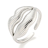 Non-Tarnish 304 Stainless Steel Lip Open Cuff Ring for Women X-RJEW-A043-20P-1