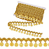 Polyester Braided Metallic Lace Trim with Metal Flat Round Tassel OCOR-WH0082-537B-1