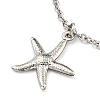 Non-Tarnish Summer Beach 304 Stainless Steel Cable Chain Starfish Charm Bracelets BJEW-P334-02P-2