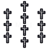 Olycraft 10Pcs Cross with Word Jesus Silicone Beads SIL-OC0001-21-1