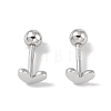 Anti-Tarnish Heart Rhodium Plated 999 Sterling Silver Earlobe Plugs for Women EJEW-S215-29P-02-2