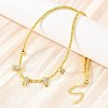Brass Micro Pave Clear Cubic Zirconia Boy and Round Beaded Necklaces KK-CBA4547-14G-2