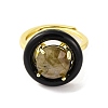 Rack Plating Round Brass Enamel Adjustable Rings RJEW-U004-01G-G-2