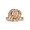 Brass Micro Pave Orange Cubic Zirconia Beads CU-CBAD306-22P-1