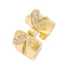 Brass Micro Pave Clear Cubic Zirconia Cuff Rings for Women RJEW-U043-06G-4