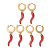 3 Pairs 304 Stainless Steel Enamel Horn of Plenty/Italian Horn Cornicello Hoop Dangle Earrings for Women EJEW-K279-06G-2