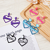 FIBLOOM 4 Pairs 4 Colors Heart with Word Kiss Me Acrylic Dangle Stud Earrings EJEW-FI0002-34-5