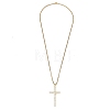 Brass Micro Pave Clear Zirconia Cross Pendant Necklaces NJEW-M211-05F-G-5