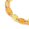 Natural Amber Cuboid Beads Stretch Bracelets for Women Men BJEW-JB13639-01-3