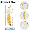 4Pcs Handmade Yarn Banana with Flower Pendant Keychains KEYC-HS00020-2