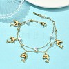 304 Stainless Steel Satellite Chain Double Layered Bracelets BJEW-D456-02G-2