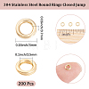 200Pcs 304 Stainless Steel Round Rings STAS-BBC0010-21C-2