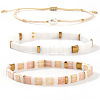 3Pcs 3 Styles Bohemian Glass Seed Beads Adjustable Bracelets & Stretch Bracelets Set for Women VZ8961-1-3