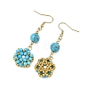 Natural & Synthetic Mixed Stone and Shell Pearl Braided Dangle Earrings EJEW-MZ00789-6