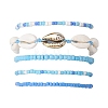 5Pcs 4 Styles Glass Seed Beaded Bracelet Set & 1 Pcs Shell Beads Bracelets BJEW-TA00587-03-2