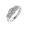 Rhodium Plated 925 Sterling Silver Pave 6.5x3.9mm Moissanite Adjustable Rings for Women WG2294D-01-3