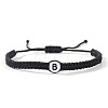 Flat Round with Letter Pattern Resin Beads Braided Bead Bracelets FS-WG43323-02-1