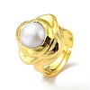 Natural Pearl Flower Adjustable Ring RJEW-F125-04G-4