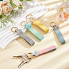 5Pcs 5 Colors Rectangle PU Leather Keychains KEYC-SC0002-14-4