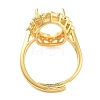 Rack Plating Oval Brass Micro Pave Cubic Zirconia Adjustable Ring Components KK-Q819-10G-3