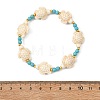 Synthetic Turquoise & Brass Beads Stretch  Bracelets for Women Men BJEW-JB13876-01-4