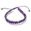 Adjustable Round Natural Amethyst Braided Bead Bracelets for Women BJEW-G713-01-2