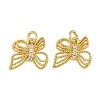 Brass Micro Pave Clear Cubic Zirconia Charms KK-D218-26G-02-1