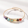 Chakra Natural & Synthetic Mixed Gemstone Round Beads Wire Wrapped Bangles for Women BJEW-TA00714-1
