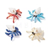 Natural Faceted Round Natural Black Spinel & Natural Trumpet Shell & Glass Seed Beaded Crab Pendants PALLOY-MZ01177-1