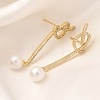 Rack Plating knot Brass Micro Pave Clear Cubic Zirconia Stud Earrings EJEW-H143-23G-1