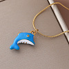 Vintage Stainless Steel Enamel Ocean Dolphin Pendant Necklaces for Women ZX7053-4
