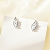 Brass Micro Pave Clear Cubic Zirconia Stud Earrings EJEW-R016-26P-17-1