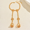 Vintage Brass Flower Link Double Ring Bracelets for Wedding and Formal Ooccasions YR9933-5