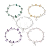 Natural Mixed Gemstone Chip & Iron Beaded Stretch Bracelets BJEW-JB09778-1