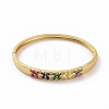 Colorful Cubic Zirconia Flower Hinged Bangle BJEW-F448-01G-1