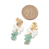 Natural Green Aventurine Chip & Bowknot ABS Imitation Pearl Dangle Earrings EJEW-JE05894-3