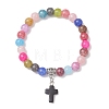 Synthetic Turquoise Cross Charm Bracelets BJEW-JB13099-2