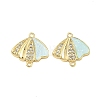 Brass Micro Pave Clear Cubic Zirconia Shell Shape Links KK-L256-32G-1